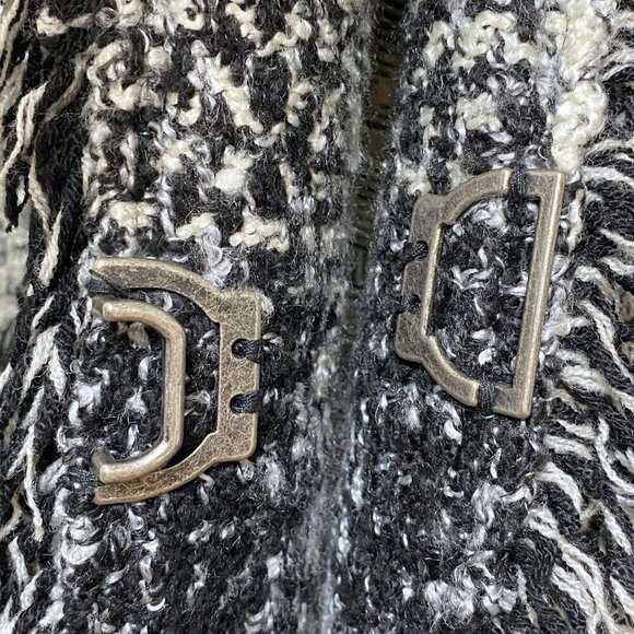 CAROL ANDERSON  Tweed Fringe Blazer Size 2  Luxury Jacket Black Cream - Picture 8 of 11